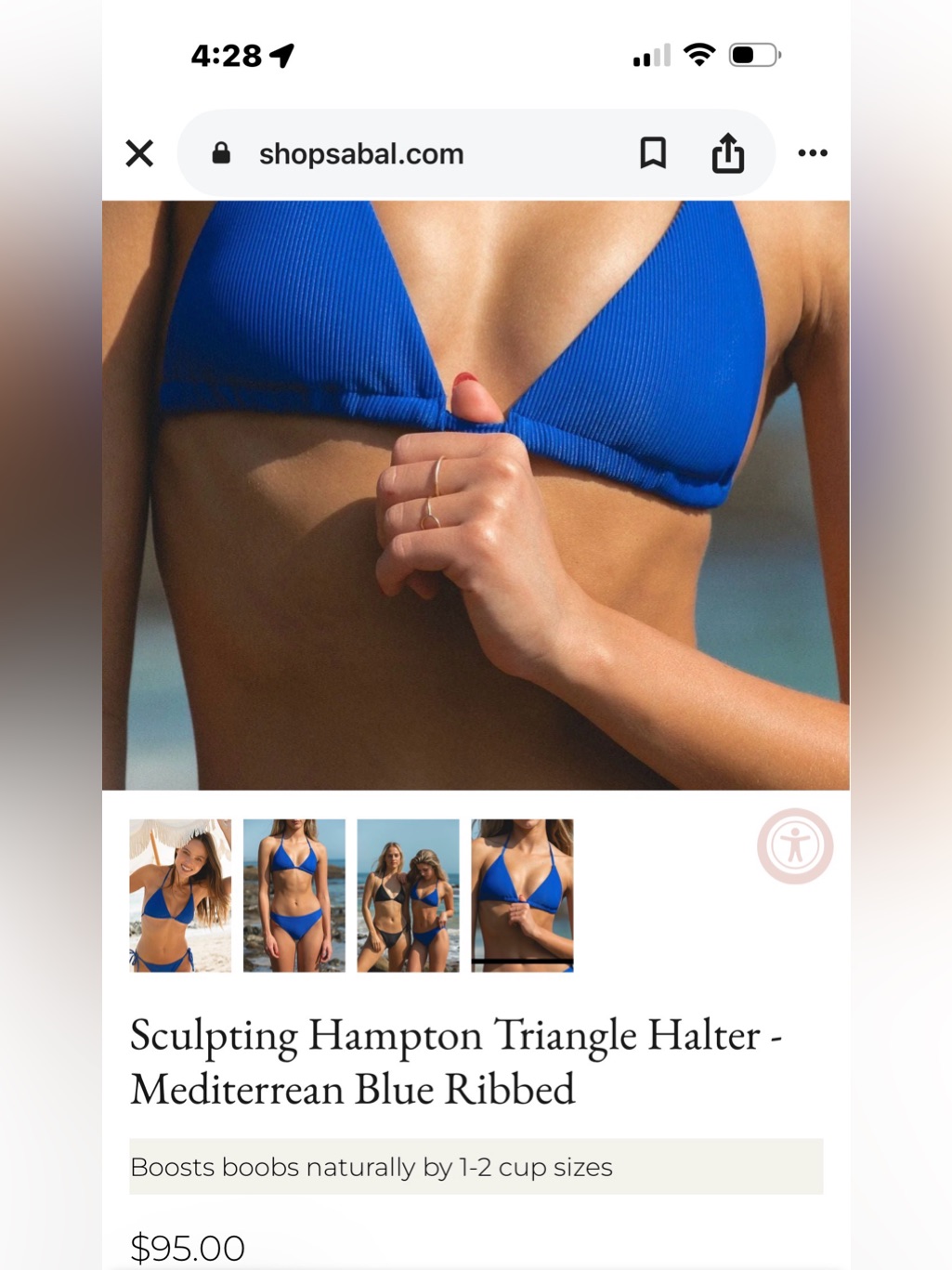 Sabal Swim Triangle Bikini Top Sz Lg With Blue & White Bikini Bottoms — image 8 of 8